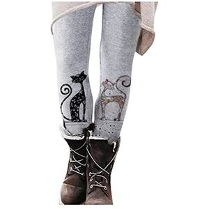 Goedkope Hot Thermische Fluwelen Slim Fit Broek voor Vrouwen Womens Gekleurde Afdrukken Gothic Gewatteerde Stretchy Leggings Dames Winter Elastische Taille Pull Tummy Tuck Figure-Hugging Broek, Grijs,