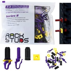 P100 Rack Mount II - Rekschroeven voor Server Rack Rails 19“ Vierkant Gestanste Verticale Rails, Perfecte Kooimoeren Vervanging, Rekmoeren, Rack Studs Rack Mount Schroeven -Paars 3,2mm/0,126” 100-Pack