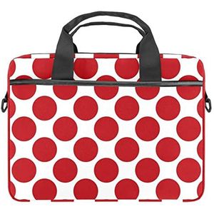 Polka Dots Rood Wit Laptop Schouder Messenger Bag Crossbody Aktetas Messenger Sleeve voor 13 13.3 14.5 Inch Laptop Tablet Beschermen Tote Bag Case, Meerkleurig, 11x14.5x1.2in /28x36.8x3 cm