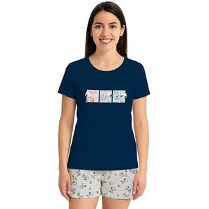 United Labels The Peanuts Snoopy pyjama voor dames, pyjamaset, korte mouwen, top met shorts, blauw/grijs, blauw, grijs, klein, blauw/grijs, S