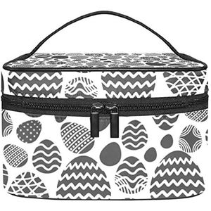 Reizen Make-up Cosmetische Case Opbergtas Zwarte Pasen Achtergrond Cosmetische Tas Draagbare Voor Meisjes Vrouwen, Meerkleurig, 22.5x15x13.8cm/8.9x5.9x5.4in