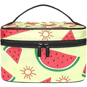 Schaal zeemeermin patroon blauw goud paars licht make-up tas voor vrouwen meisjes cosmetische tassen met handvat reizen make-up organizer tas, Zomer Watermeloen Patroon Rood Groen, 8.9x5.9x5.4 Inches, Make-up zakje