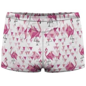 Geometrische Origami Flamingo Heren Boxer Slips Sexy Shorts Mesh Boxers Ondergoed Ademend Onderbroek Thong