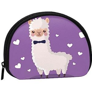 Portemonnee Portemonnee Coin Pouch Wolf en Maan Shell Opbergtas Rits Geld Portemonnees Tas voor Vrouwen Mannen Kids, Liefde Alpaca Paars, Shell storage bag, Munten Pouch