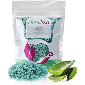 Depilissa Aloë Vera Waxparels, 400 g, zachte ontharing voor gezicht, wenkbrauwen, intieme zone en bikini, ideaal voor de gevoelige huid, Braziliaanse waxing, zonder wasstrips (400 gram, aloë vera)