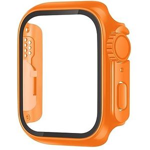 SERDAS Glazen hoesje voor Apple Watch 44 mm 45 mm 41 mm 40 mm 42 mm 38 mm schermbeschermer cover verandering ultra bumper iWatch serie 8 7 SE 6 5 3 (kleur: oranje, maat: 42 mm)