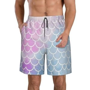 FRGMNT Kleurrijke Regenboog Sterren Print Mannen Sneldrogende Zwemshorts Strand Korte Board Spa Trunks Elastische Gym Shorts Surfen Korte, Kleurrijke Zeemeermin Schaal, XXL