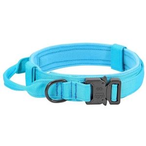 Hondenlijn Trekkoord Hondenkraag nylon huisdier kraag met handvat for middelgrote grote honden herder training accessoires (Color : Blue, Size : XL-1)