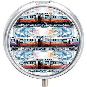 Pillendoos Ronde Monorail Trein Pillendoosje 3 Compartimenten Geneeskunde Pil Organizer voor Portemonnee & Pocket Draagbare Reizen Pillendoos Geneeskunde Vitamine Kabeljauw Leverolie Opbergdoos