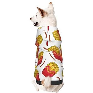 Hond Capuchonsweater, Friet Patroon Fast Food Hond Sweatshirt Flexibele Hond Kleding Comfortabele Hond Hoodies Kleding Voor Kleine Medium Pet Hond Kat XXL