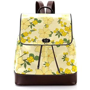 Gepersonaliseerde schooltassen boekentassen voor tiener gele bloemen schattig, Meerkleurig, 27x12.3x32cm, Rugzak Rugzakken