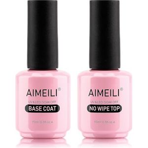 AIMEILI Top Coat en Base Cost Gel Nagellak UV LED Gellack Soak Off 2x15ml