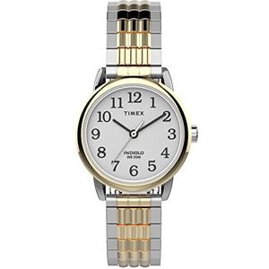 Timex Women's Easy Reader 25mm Perfect Fit Quartz Stainless Steel Strap, Two-Tone, 12 Casual Watch (Model: TW2V059009J)