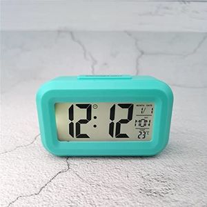 EDFCVG Mini Muziek Digitale Wekker Backlight Snooze Mute Kalender Desktop op Tafelklokken Temperatuur Elektronische LED-klokken(Argento)