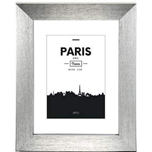 Hama Kunststof fotolijst""Paris"" (lijst 20 cm x 30 cm, rand 20 mm x 15 mm, voor foto's van het formaat 13 cm x 18 cm, spiegelglas, polystyreen (PS), met haken) zilver