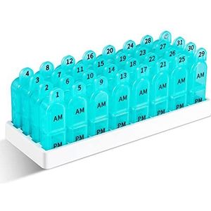 Daviky Maandelijkse pillenorganisator 2 keer per dag, 30 dagen pillenorganisator AM PM, 31 dagen pillenorganisator 2 keer per dag, een maand pillendoos medicijnorganisator om vitamines, supplementen