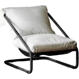 Luie stoel lounge stoel met armleuningen en zijvak relax fauteuil met moderne waterproof stof en stalen frame, Grijs
