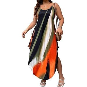 voor vrouwen jurk Plus colorblock cami-jurk met gebogen zoom (Color : Multicolore, Size : 4XL)