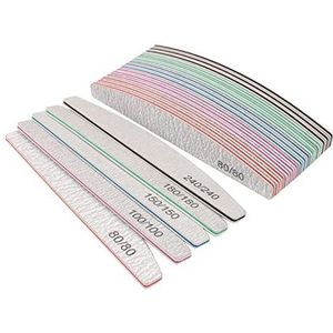 Een nagelsnijder 50 stuks dubbelzijdige nagelvijlbuffer met 80-240 korrel afwasbaar schuurpapier for manicure(Mix Grit)