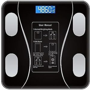Intelligente Lichaamsvetweegschaal Bluetooth-weegschaal LED Digitale Slimme Weegschaal Balance Body Composition Analyzer For Thuis Gemakkelijk Te Gebruiken(Black Battery Type)