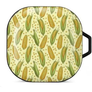 Geel maïspatroon oordopjes hoesje compatibel met Samsung hard shell beschermhoes zwart-stijl