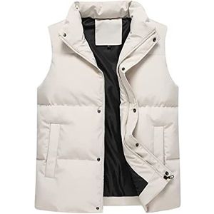 Vest Warmer Gilet Winter Puffer Vest Casual Mouwloze Bovenkleding Voor Liefhebbers Mouwloos Jasje(White,3XL)