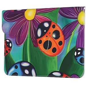Kleurrijke Lieveheersbeestje Print Lederen Laptop Sleeve Case Waterdichte Computer Cover Tas Voor Vrouwen Mannen