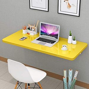 DangLeKJ Klaptafel, aan de muur gemonteerde druppelbladtafel, zwevende plank, computerbureau, eco-dichtheid vezelplaat 60 kg voor kleine ruimte, badkamer, keuken (kleur: geel, maat: 100 x 40 cm)