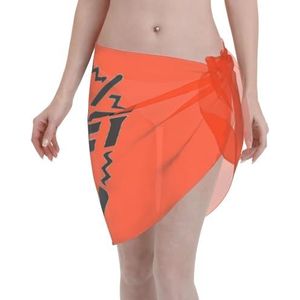Hockeyprint, elegante strandwrap, bikini cover-up, badkleding jurk, voor vrouwen, perfect voor zwembad en resort, zwart, Zwart, one size