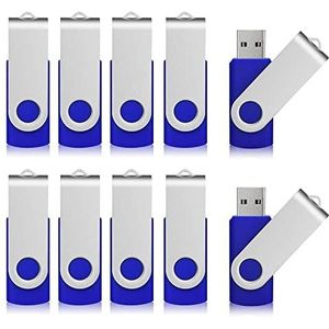 Aiibe 8 GB Flash Drive 10 Pack USB Flash Drives 8G USB 2.0 Memory Stick Thumb Drive Data-opslag Draaibare sleutelhanger Ontwerp Pen Zip Drives Groothandel/Lot/Bulk (10 Pack, 8 GB, blauw)