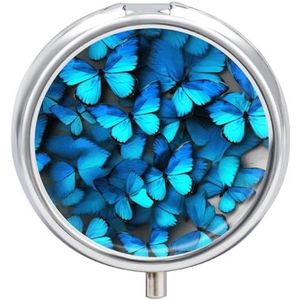 Pillendoosje Reizen Pil Organizer Veel Blauwe Vlinder Gedrukt Leuke Pillendoos Handige Pillendoos Geschikt om in Zakken en Zakken Te Worden Geplaatst