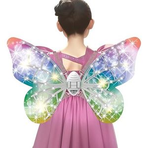 Verlicht vleugels - Kostuum elektrische vlindervleugels - Elektrische elf lichtgevende vleugels voor kinderen, vlinderfee-accessoires Bexdug