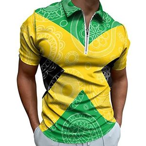 Jamaica Paisley Vlag Half Zip Up Polo Shirts Voor Mannen Slim Fit Korte Mouw T-shirt Sneldrogende Golf Tops Tees L