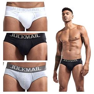 JOCKMAIL 3 Stks/pak Mannen Slips Katoen Heren Ondergoed Slips Lage Taille Ademend Heren Boxer Slips M tot XXL, 3 stuks., M