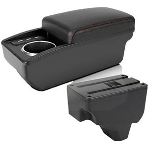 Armsteunvak Armsteunbox Voor Peugeot 208 2019 2020 2021 2022 2023 2024 Auto Opbergbox Modificatieonderdelen Interieuraccessoires Met Bekerhouder Opbergvak middenconsole(B1 Red line 6 usb)