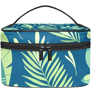 Plantenpatroon make-up organizer tas, reismake-up tas organizer case draagbare cosmetische tas voor vrouwen en meisjes toiletartikelen, Meerkleurig, 22.5x15x13.8cm/8.9x5.9x5.4in