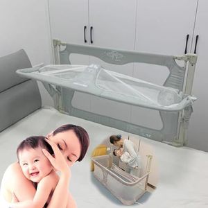 3-in-1 babymandje naast het bed, draagbaar en bedleuning om samen te slapen, ademende wieg, zijdelingse verhoging hek met verstelbare hoogte, wieg naast het bed