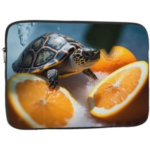 Laptophoes 10-17 inch laptophoes schildpadden uit oranje laptophoezen voor dames en heren, schokbestendige laptophoes