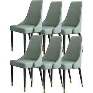 GEIRONV Eetkamerstoel set van 6, keuken microvezel lederen woonkamer zijstoelen houten poten ergonomie zitting Eetstoelen (Color : Matcha Green, Size : 92 * 48 * 45cm)