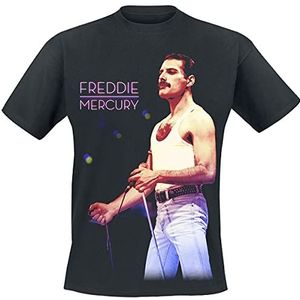 Queen Freddie Mercury - Mic Photo T-shirt zwart L 100% katoen Band merch, Bands