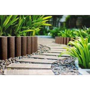 ZenXstore Hoogkwaliteit Tuin afboording-2.3 meter-Gazonrande- Garden Lawn Edge Border Palissade- Bruin of groen 10 stuks 2.30m (Bruin)