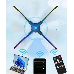 Hologram-ventilator, 60cm 3D holografische projectorventilator Wifi LED-bord Hologramlamp Speler Afstandsbediening Advertentiedisplay