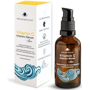 Vitamine C Intensief serum + Aloë 50 ml, hooggedoseerd en veganistisch, anti-aging voor gezicht, tegen pigmentvlekken en puistjes, antioxiderend, parfumvrij, natuurlijke cosmetica, Made in Germany