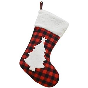 MAKOMAKI Kerstkous open haard decor geschenk leuke boom sneeuwvlok rood wit geruite sok laarzen woondecoratie (groen)