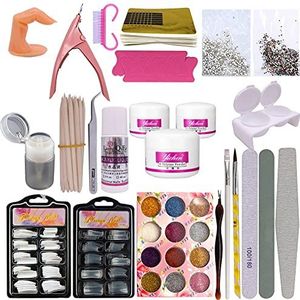 Warm Girl Pro Acryl Nail Art Tool Kit Set Poeder Nagel Sticker, Manicure Kit Nageltips Kunstnagels Nail Art Glitter Gereedschap Set