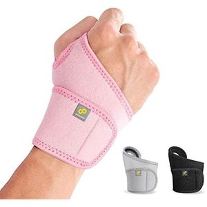 BRACOO WS10 Polsbandage, Wrist support, Verstelbare Polsondersteuningsbeugel, Voor fitness, gewichtheffen (roze)