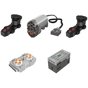 KEAYO Technik Power Functions Set, 1 Bluetooth lithiumbatterij, 1 afstandsbediening, 2 monstermotoren, 1 servomotor, compatibel met Lego Technic auto's
