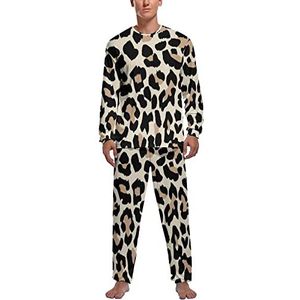 Luipaard Patroon Zachte Heren Pyjama Set Comfortabele Lange Mouw Loungewear Top En Broek Geschenken M