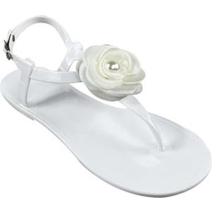 ZOIKOM Platte sandalen voor dames, platte schuifsandalen, casual lente en zomer, platte jelly sandalen, schoenen voor vrouwen, Wit, 36.5 EU