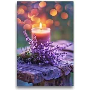 CALVENDO Premium textiel canvas 30 x 45 cm staand formaat lavendel bij kaarslicht | muurschildering, HD-afbeelding op spieraam, wanddecoratie, kunstdruk van Cathrin Illgen